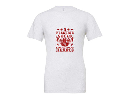 brand:Bella Canvas|color:Ash Grey|Electric Souls Thunderous Hearts Graphic T-Shirt