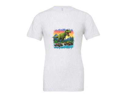 brand:Bella Canvas|color:Ash Grey|Dinosaur Monster Truck T Rex Graphic T-Shirt