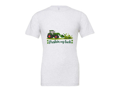 brand:Bella Canvas|color:Ash Grey|Pushin My Luck St Patricks Day 3 Graphic T-Shirt