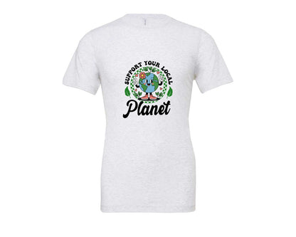 brand:Bella Canvas|color:Ash Grey|Earth Day Support Your Local Planet 2 Graphic T-Shirt