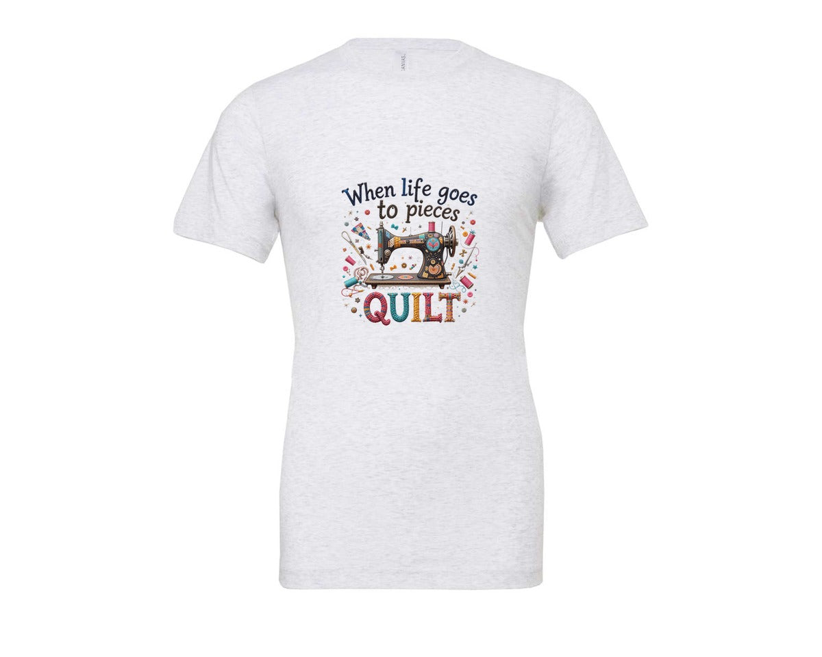 brand:Bella Canvas|color:Ash Grey|Quilting When Life Goes To Pieces Graphic T-Shirt