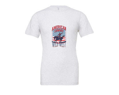 brand:Bella Canvas|color:Ash Grey|American Cowboy Wild West Vintage Graphic T-Shirt
