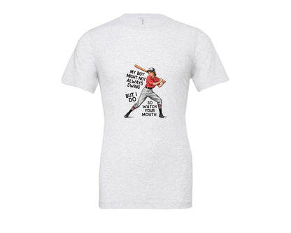 brand:Bella Canvas|color:Ash Grey|Baseball Mom Funny Softball 3 Graphic T-Shirt