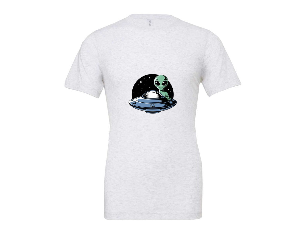 brand:Bella Canvas|color:Ash Grey|Retro Vintage Ufo Alien T Shirt Design 4 Graphic T-Shirt