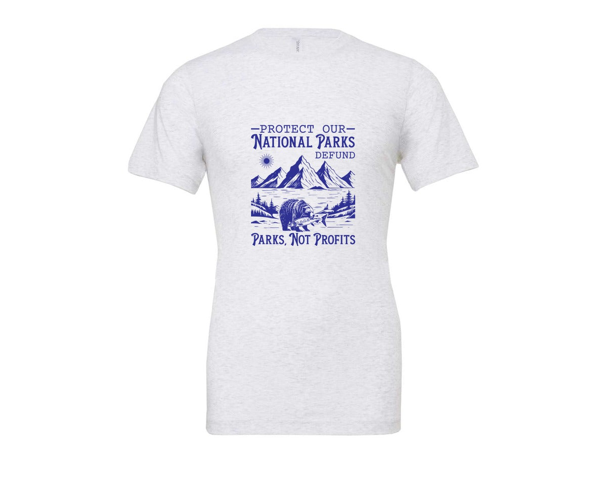 brand:Bella Canvas|color:Ash Grey|Protect Our National Parks Defund Doge Graphic T-Shirt
