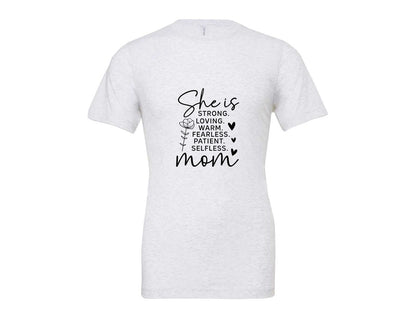 brand:Bella Canvas|color:Ash Grey|She Is Strong Loved Mama Graphic T-Shirt