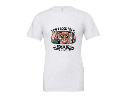 brand:Bella Canvas|color:Ash Grey|Dont Look Back Highland Cow Graphic T-Shirt