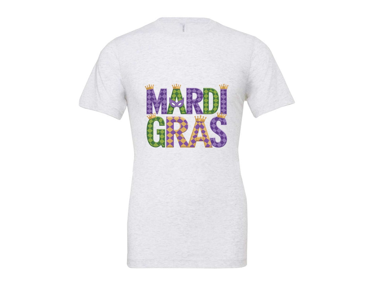 brand:Bella Canvas|color:Ash Grey|Mardi Gras Festive Des Graphic T-Shirt