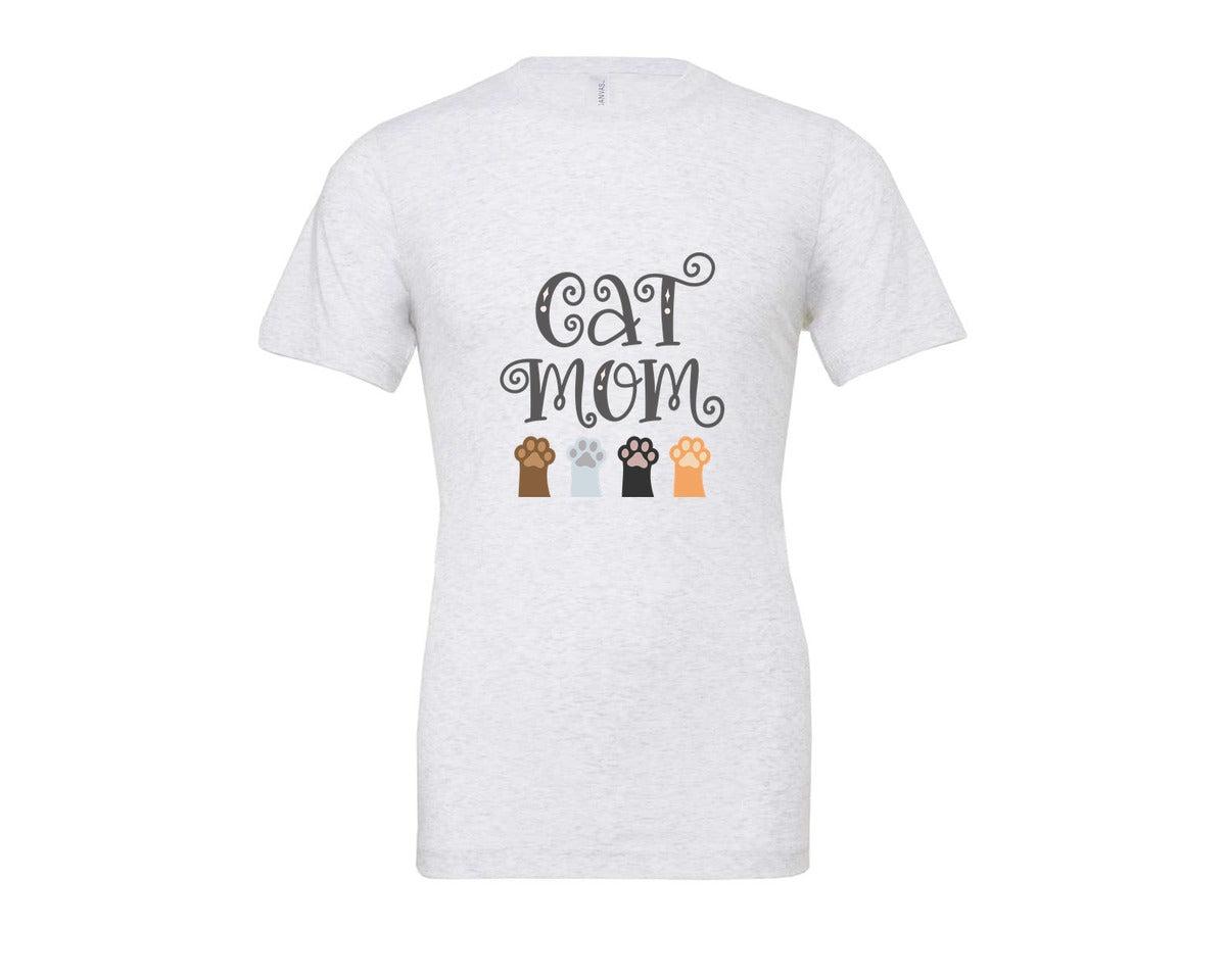 brand:Bella Canvas|color:Ash Grey|Cat Mom Cute Crazy Cat Lady Quote 2 Graphic T-Shirt