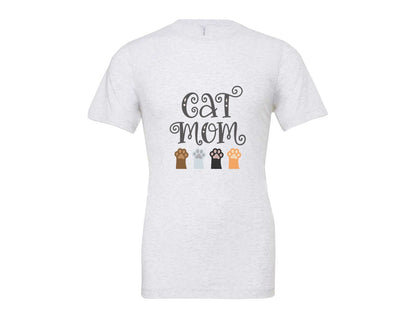 brand:Bella Canvas|color:Ash Grey|Cat Mom Cute Crazy Cat Lady Quote 2 Graphic T-Shirt