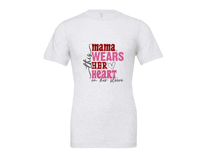 brand:Bella Canvas|color:Ash Grey|This Mama Wears Her Heart On Her Sleeve 84 Graphic T-Shirt