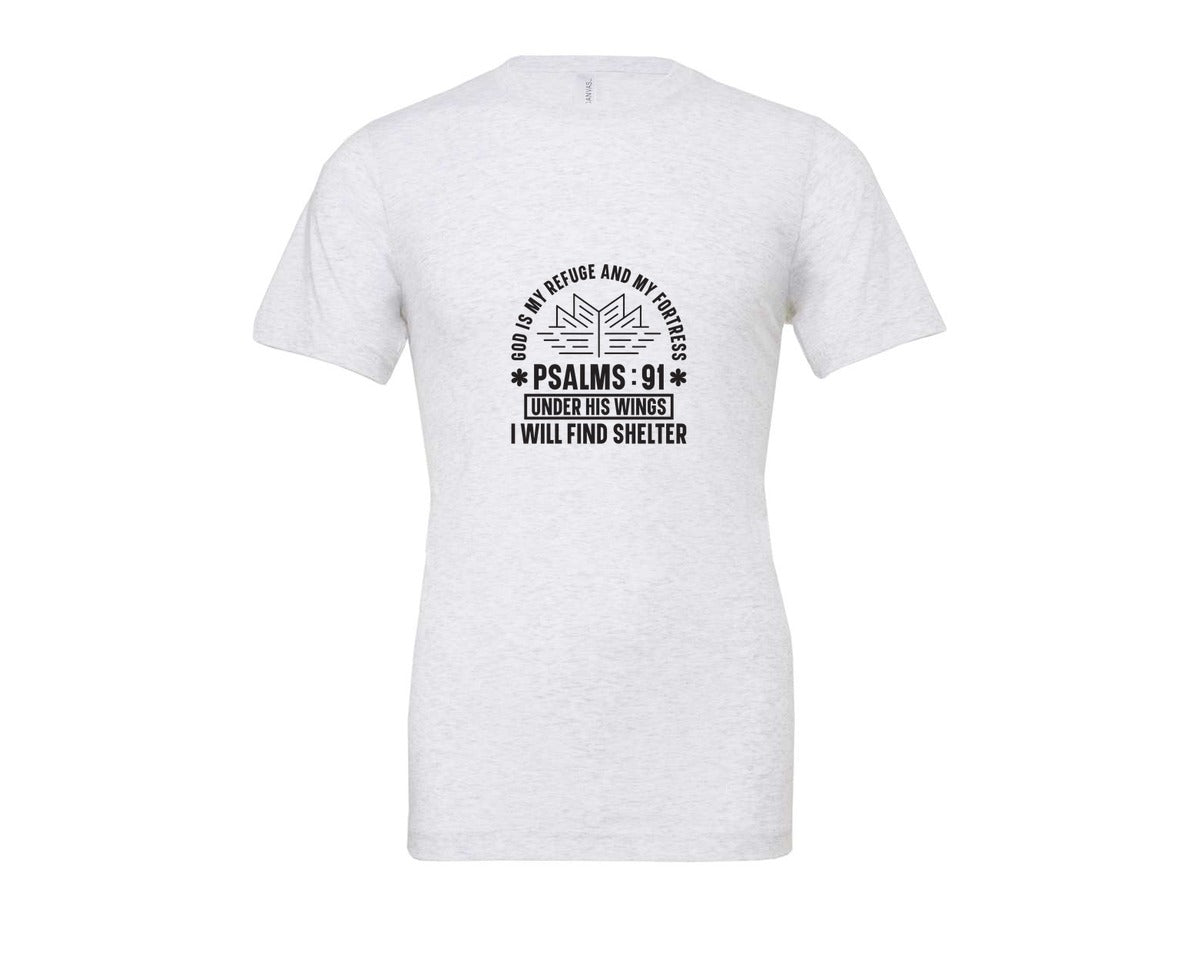 brand:Bella Canvas|color:Ash Grey|God Is My Refuge Psalms 91 Desi Graphic T-Shirt
