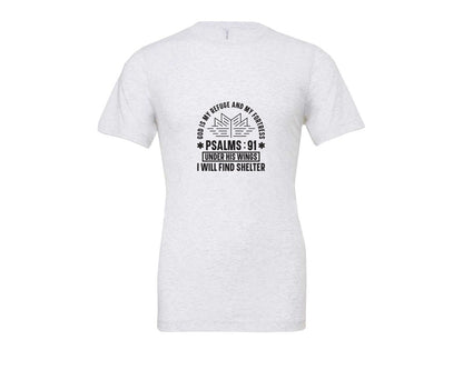 brand:Bella Canvas|color:Ash Grey|God Is My Refuge Psalms 91 Desi Graphic T-Shirt
