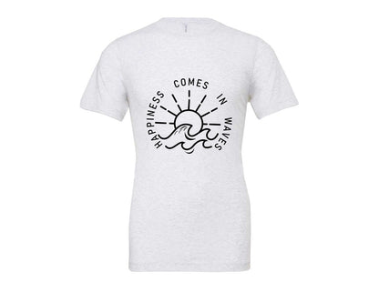 brand:Bella Canvas|color:Ash Grey|Happiness Comes In Waves Graphic T-Shirt