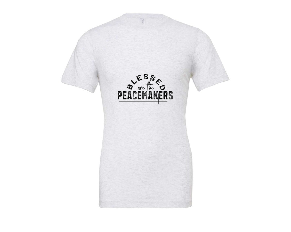 brand:Bella Canvas|color:Ash Grey|Blessed Are The Peacemakers Sleeve 3 Graphic T-Shirt
