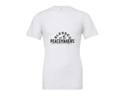brand:Bella Canvas|color:Ash Grey|Blessed Are The Peacemakers Sleeve 3 Graphic T-Shirt