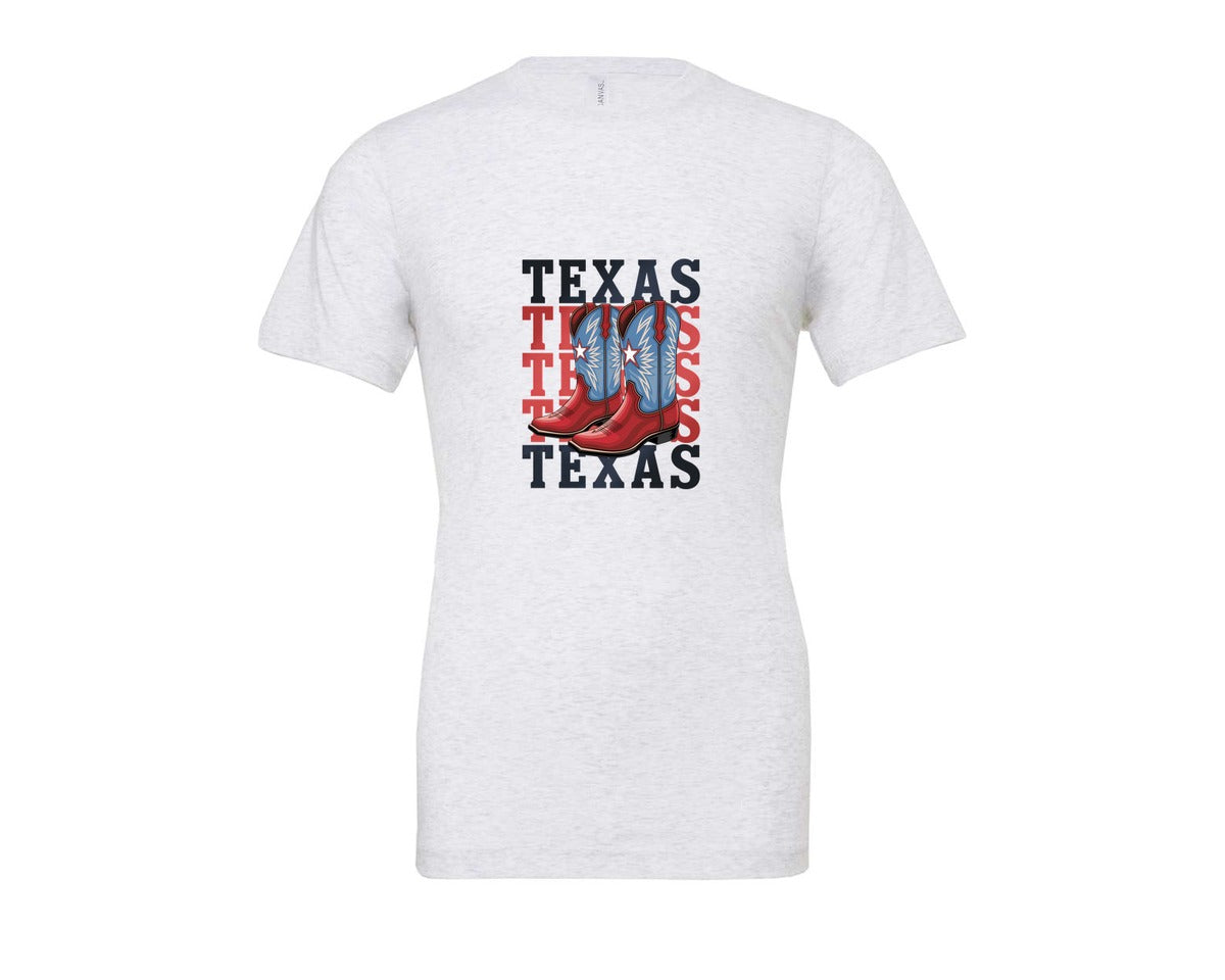 brand:Bella Canvas|color:Ash Grey|Texas Cowboy Boots Western Rodeo 4 Graphic T-Shirt