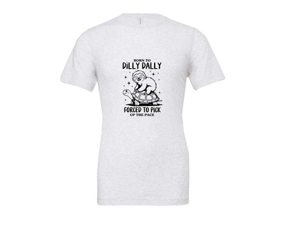brand:Bella Canvas|color:Ash Grey|Born To Dilly Dally Funny Sloth Graphic T-Shirt