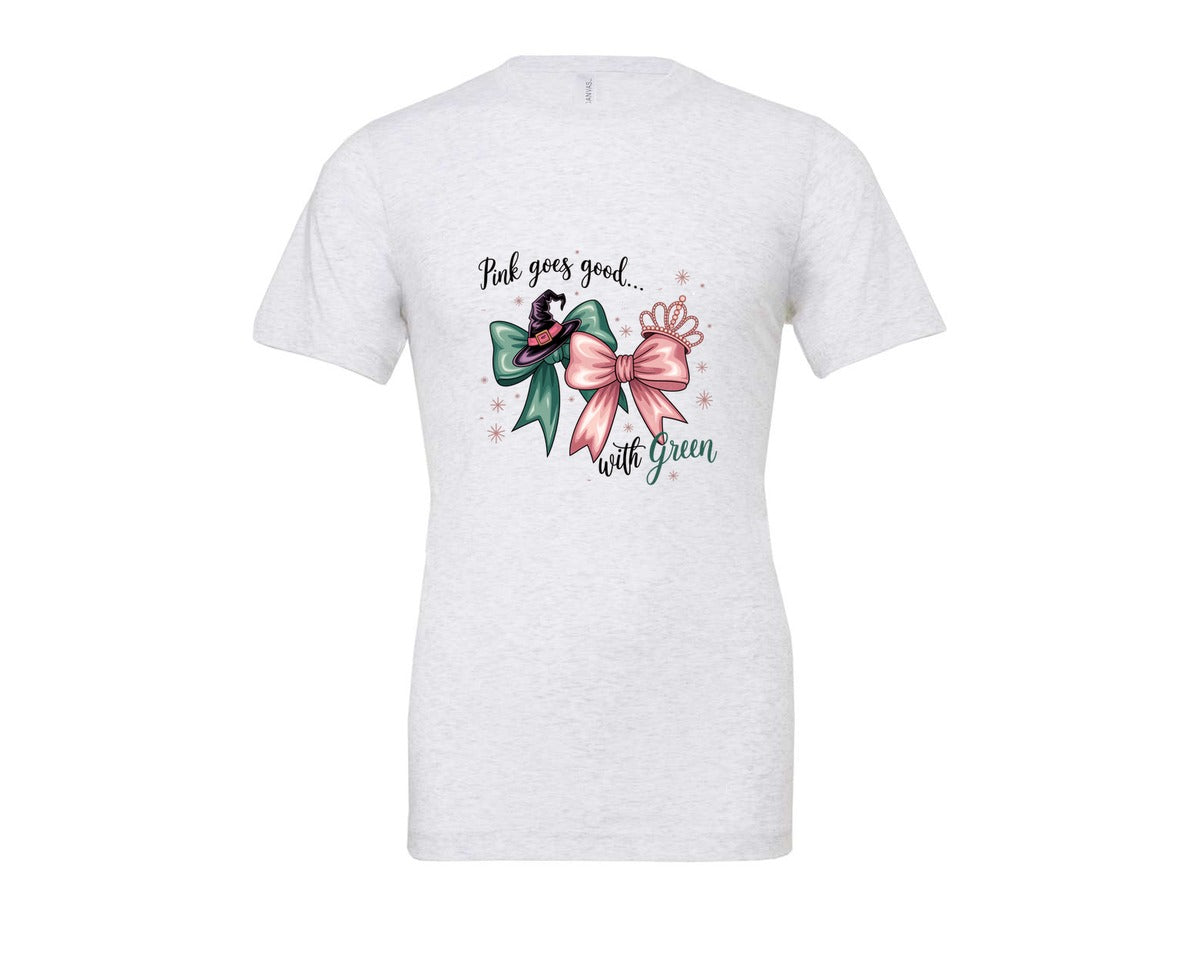 brand:Bella Canvas|color:Ash Grey|Pink Goes Good With Green 4 Graphic T-Shirt