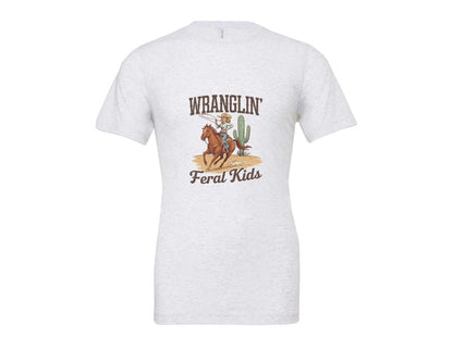 brand:Bella Canvas|color:Ash Grey|Wranglin Feral Kids Western Mothers Day 3 Graphic T-Shirt