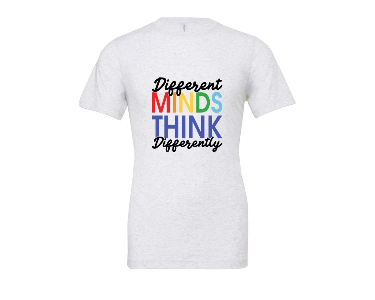 brand:Bella Canvas|color:Ash Grey|Different Minds Autism T Shirt Graphic T-Shirt