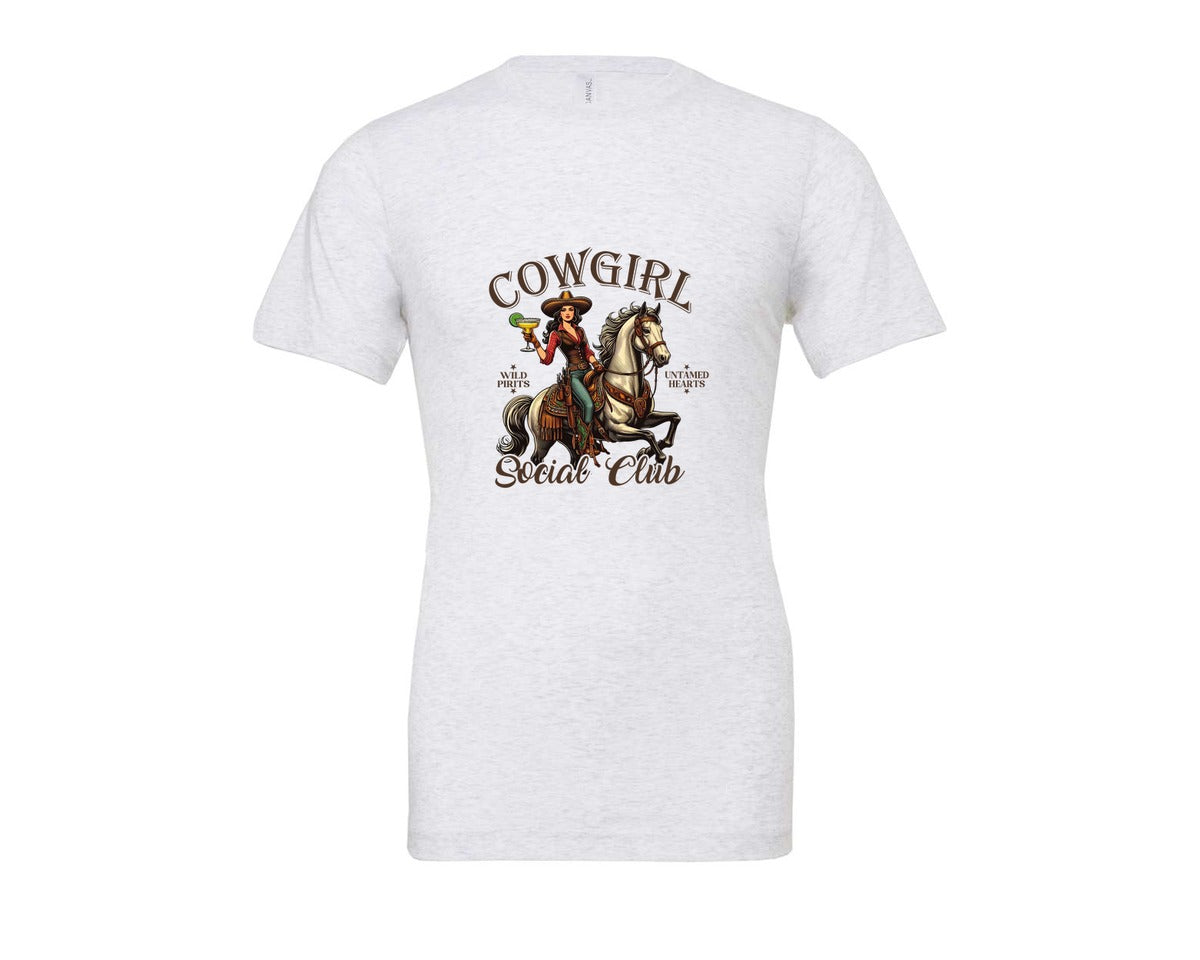 brand:Bella Canvas|color:Ash Grey|Cowgirl Social Club Cowgirl Graphic T-Shirt