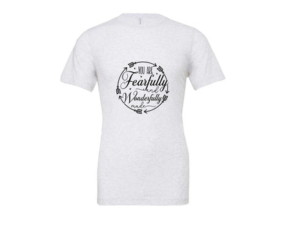 brand:Bella Canvas|color:Ash Grey|You Are Fearfully And Sleeve Design Graphic T-Shirt