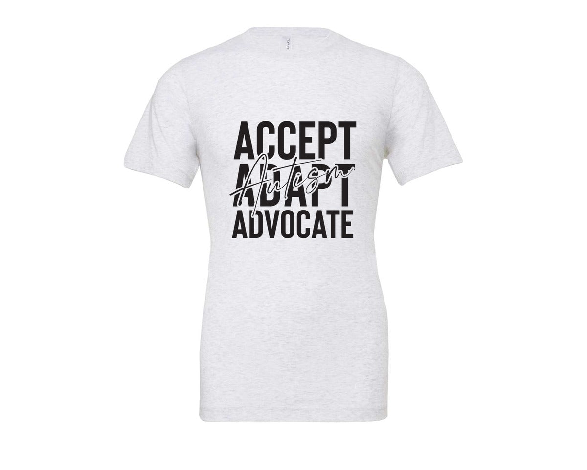 brand:Bella Canvas|color:Ash Grey|Accept Adapt Advocate Autism Graphic T-Shirt