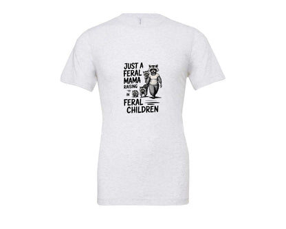 brand:Bella Canvas|color:Ash Grey|Funny Mothers Day Raccoon Mama Tired Graphic T-Shirt