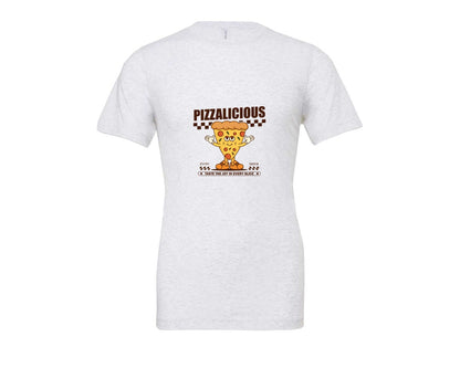 brand:Bella Canvas|color:Ash Grey|Vintage Slice Pizza Cartoon Character Graphic T-Shirt