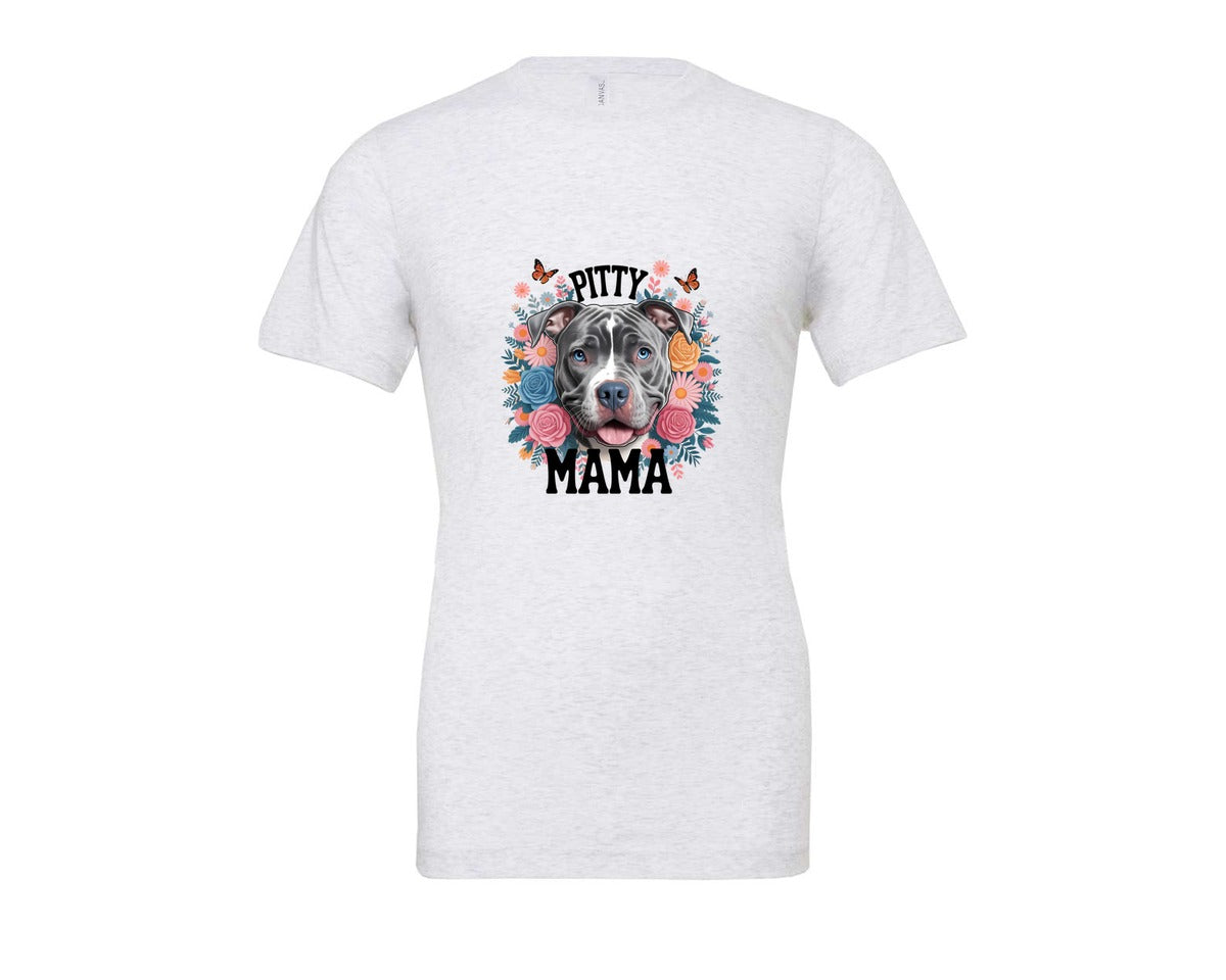 brand:Bella Canvas|color:Ash Grey|Pitty Mama Cute Pitbull Dog Graphic T-Shirt