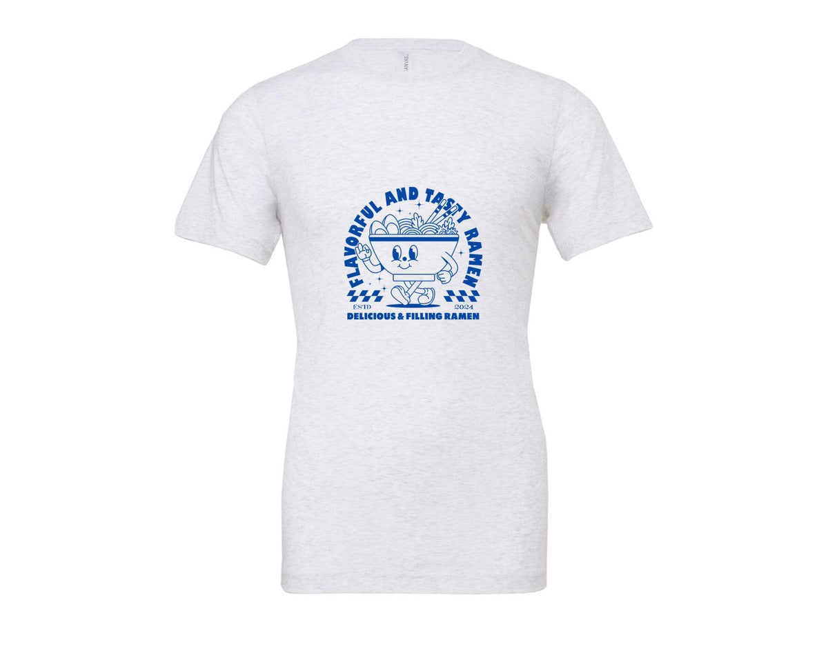 brand:Bella Canvas|color:Ash Grey|Retro Ramen Noodle Cartoon Mascot Design Graphic T-Shirt