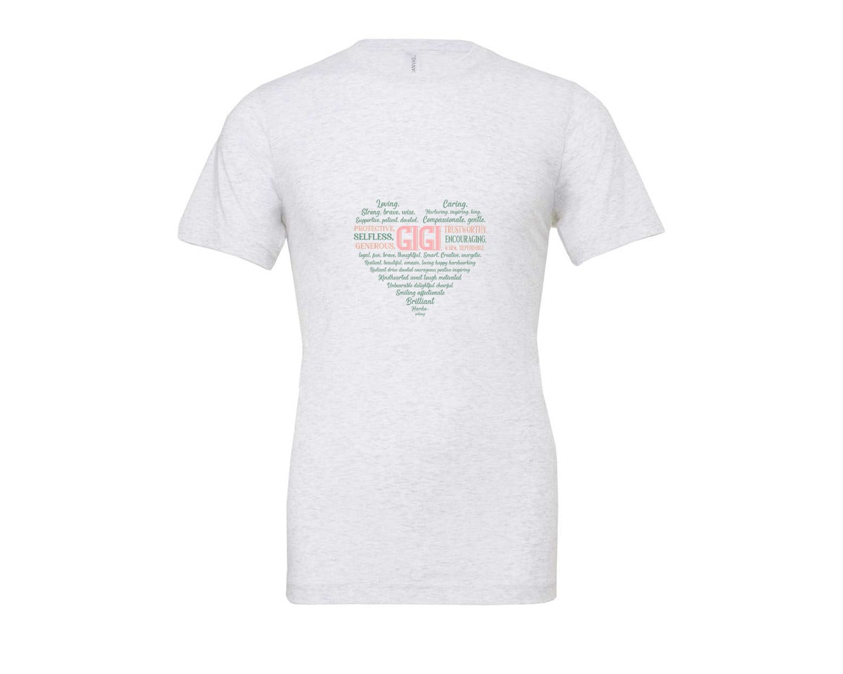brand:Bella Canvas|color:Ash Grey|Gigi Heart Shape Mothers Day Heart 3 Graphic T-Shirt
