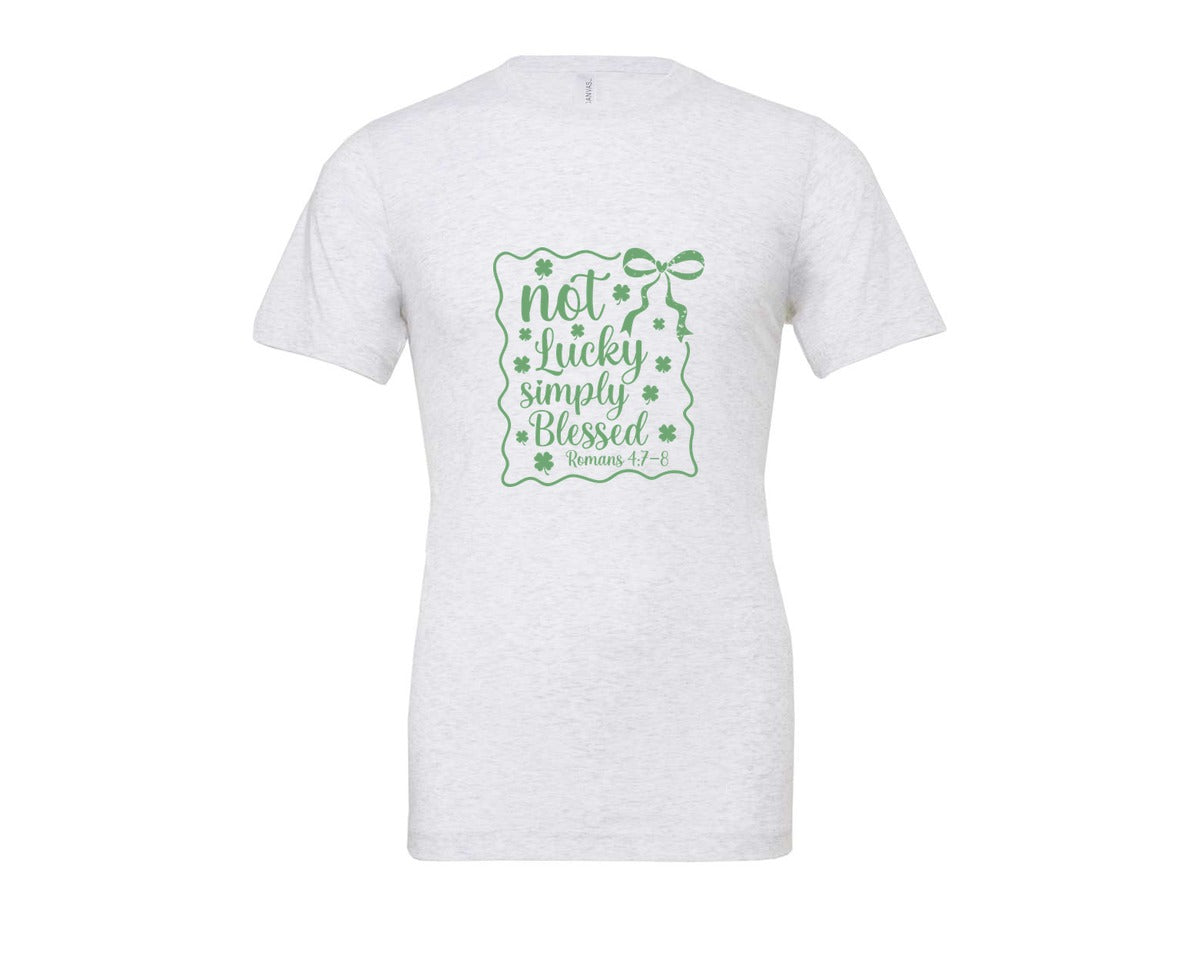 brand:Bella Canvas|color:Ash Grey|Not Lucky Simply Blessed Graphic T-Shirt
