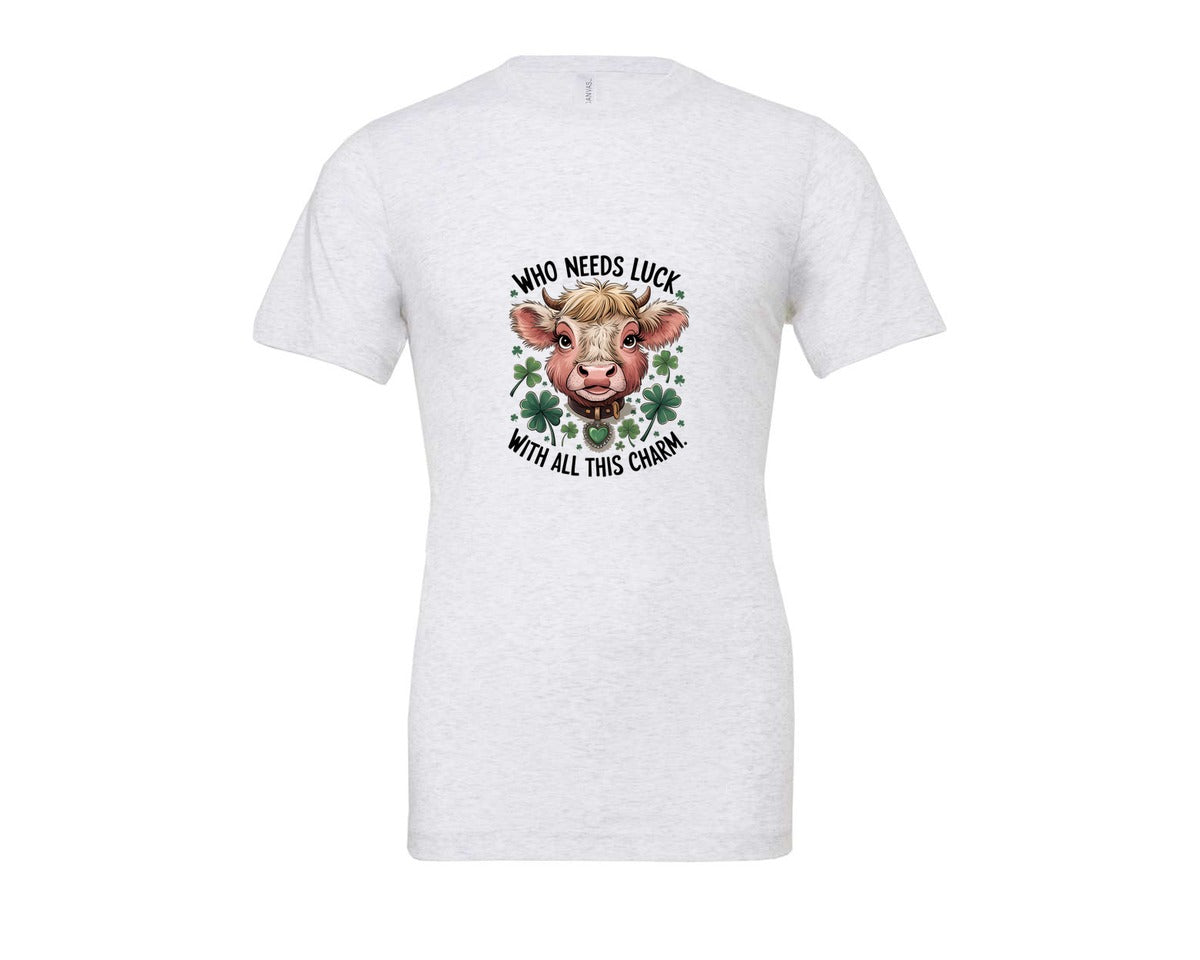 brand:Bella Canvas|color:Ash Grey|Who Needs Luck With All This Charm 56 Graphic T-Shirt
