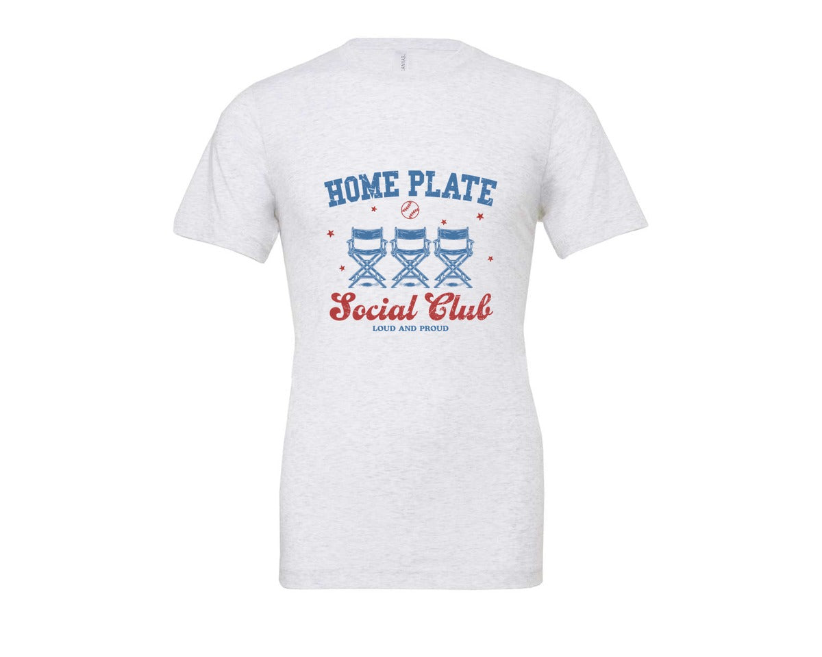 brand:Bella Canvas|color:Ash Grey|Vintage Baseball Home Plate Social Club Graphic T-Shirt