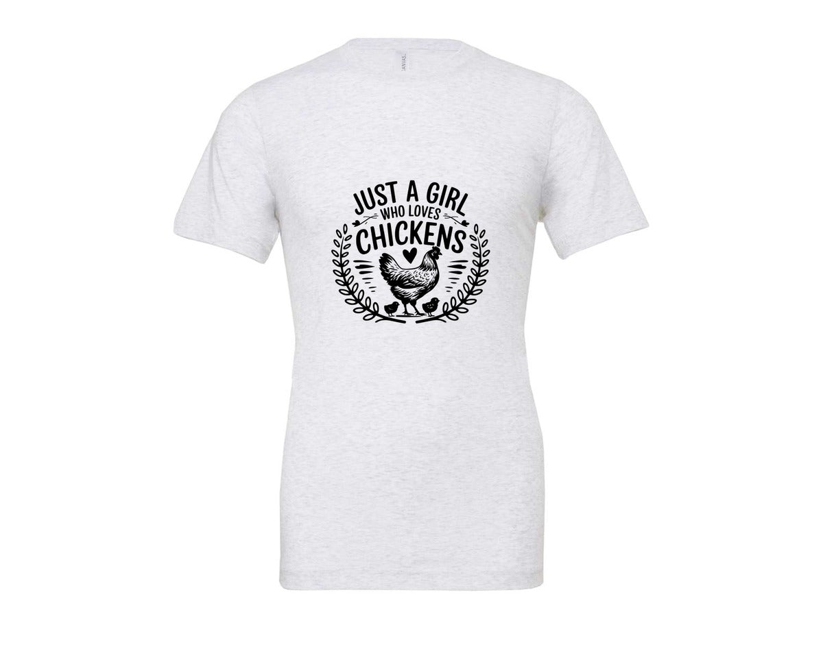 brand:Bella Canvas|color:Ash Grey|Just A Girl Who Loves Chickens T Shirt D Graphic T-Shirt