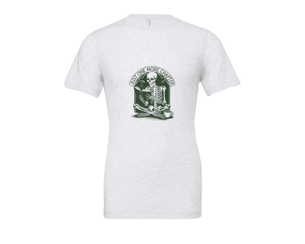 brand:Bella Canvas|color:Ash Grey|Just One More Chapter Skeleton Coffee 2 Graphic T-Shirt