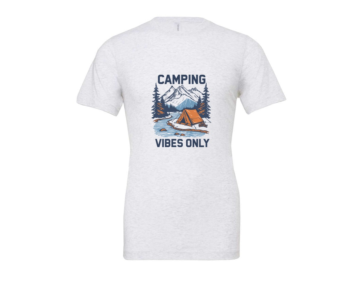 brand:Bella Canvas|color:Ash Grey|Camping Vibes Only Outdoor Adventure Tee Graphic T-Shirt