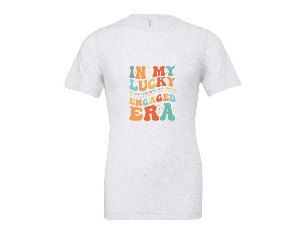 brand:Bella Canvas|color:Ash Grey|In My Lucky Engaged Era 2 Graphic T-Shirt