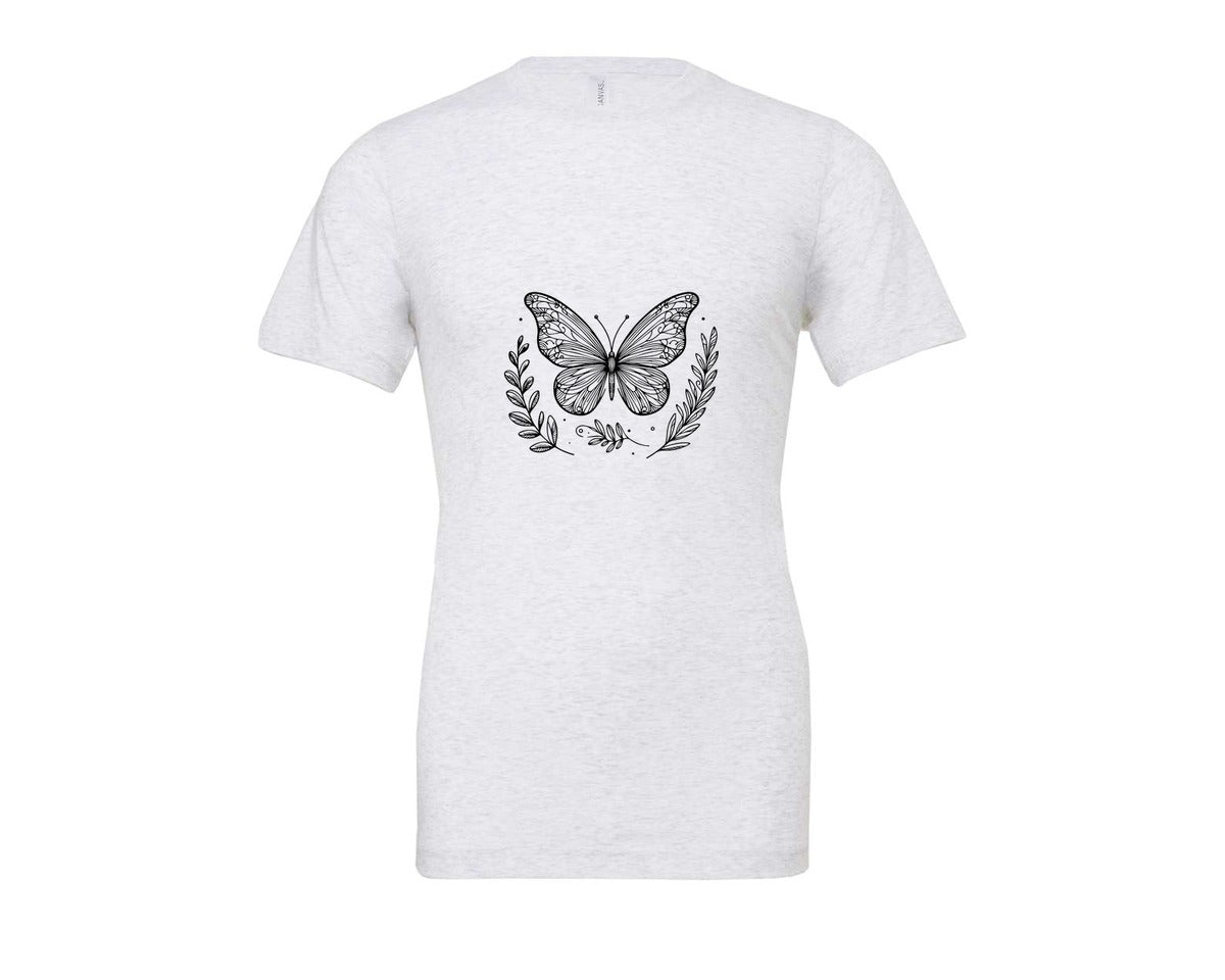 brand:Bella Canvas|color:Ash Grey|Butterfly Design Graphic T-Shirt