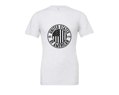 brand:Bella Canvas|color:Ash Grey|United States Of America Patriotic Graphic T-Shirt