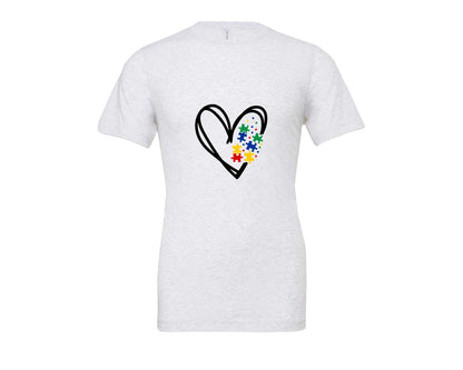 brand:Bella Canvas|color:Ash Grey|Autism Heart Autism Puzzle Graphic T-Shirt