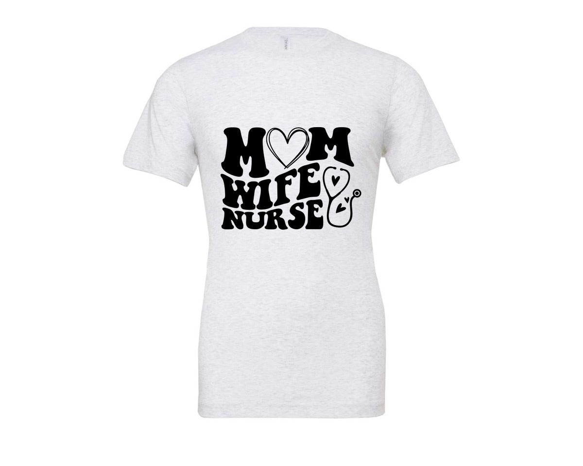 brand:Bella Canvas|color:Ash Grey|Mom Wife Nurse Wavy Graphic T-Shirt
