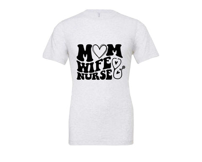 brand:Bella Canvas|color:Ash Grey|Mom Wife Nurse Wavy Graphic T-Shirt