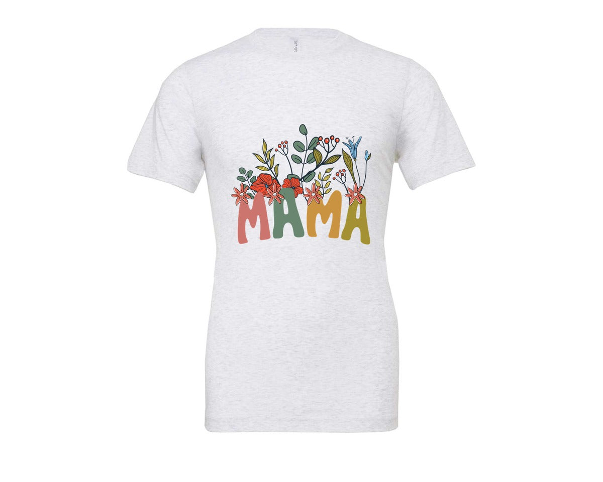brand:Bella Canvas|color:Ash Grey|Mama Shirt Wildflowers Mama Shirt Graphic T-Shirt