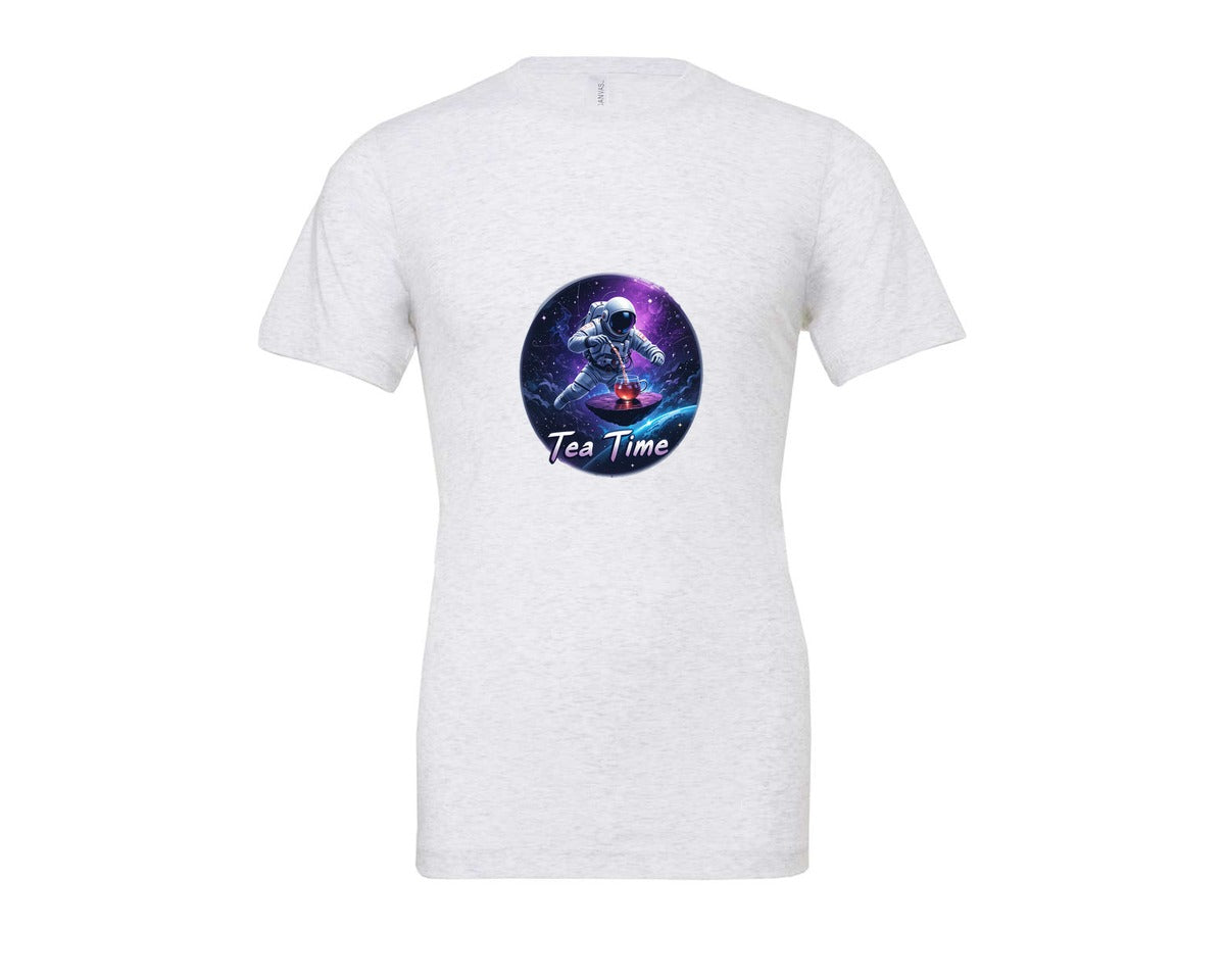brand:Bella Canvas|color:Ash Grey|Astronaut Tea Time In Space T Shirt Graphic T-Shirt