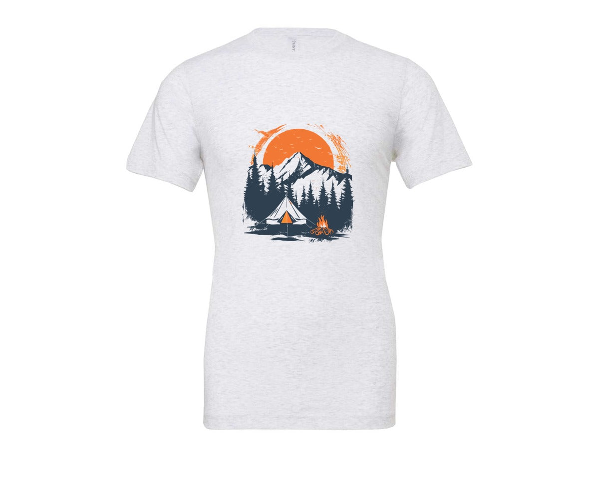 brand:Bella Canvas|color:Ash Grey|Sunset Camping Adventure T Shirt Design 3 Graphic T-Shirt
