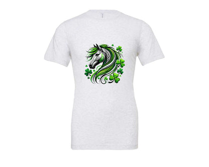 brand:Bella Canvas|color:Ash Grey|St Patricks Day Horse Lucky Graphic T-Shirt