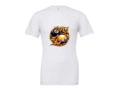 brand:Bella Canvas|color:Ash Grey|Flaming 8 9 Ball Billiards Graphic T-Shirt